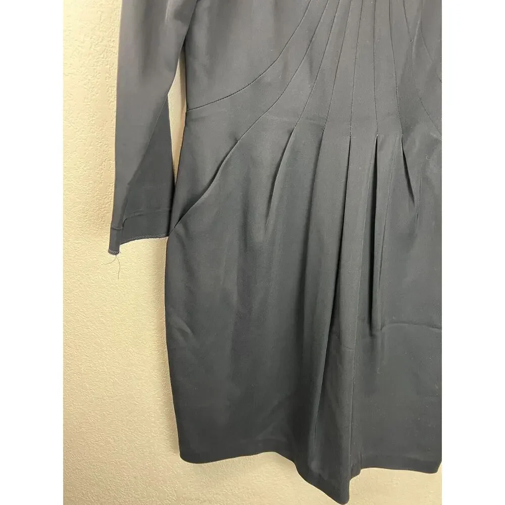 Reiss Sheath‎ Dress Pleated Front Black Pockets 6 Career Work Funeral